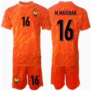 Fotbalové Dres Francie Mike Maignan #16 Brankářské Dětské Venkovní Oblečení ME 2024 Krátký Rukáv (+ trenýrky)